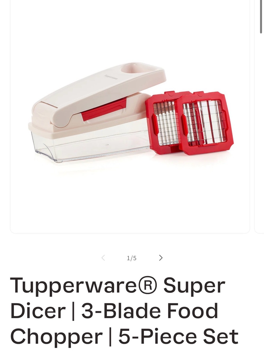 Tupperware Super Dicer Food Chopper - White & Red